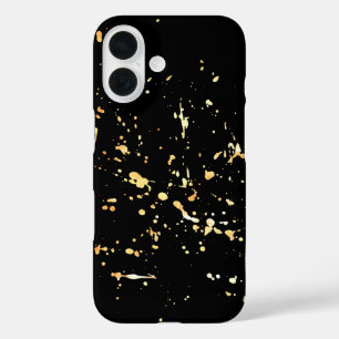 Coque Pour iPhone 16 Plaque de peinture or sur noir