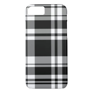 Coque iPhone 7 Plaque de tartan noir et blanc