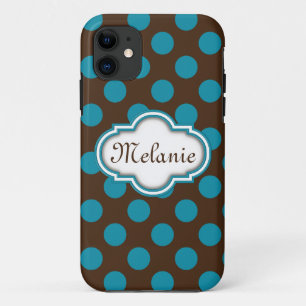 Coque Case-Mate iPhone Plaque d'identification de Quatrefoil Brown bleu