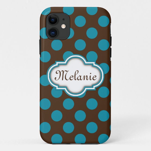 Coques Case-Mate iPhone Plaque d'identification de Quatrefoil Brown bleu (Dos)