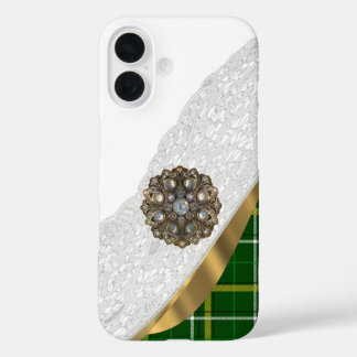 Coque Pour iPhone 16 Plaque écossaise verte