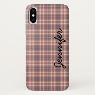 Coque Case-Mate iPhone Plaqué gris et rose rétro, Nom personnalisé,