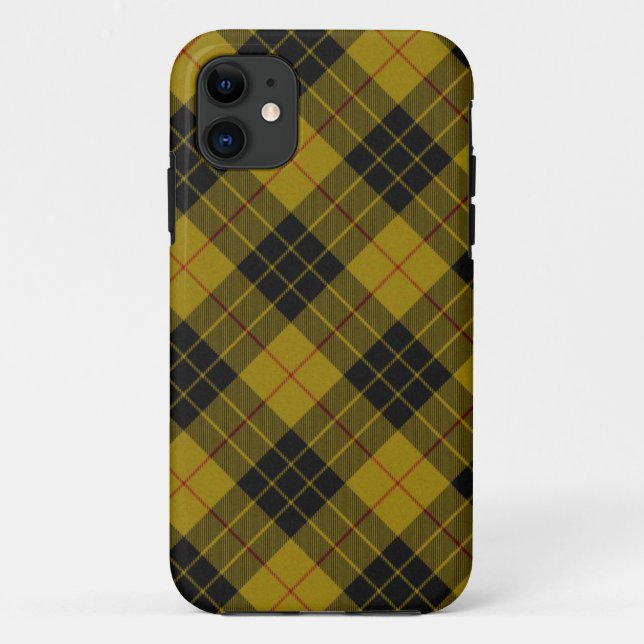 Coques Case-Mate iPhone Plaque noire jaune tartan MacLeod (Dos)