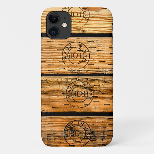 Coques Case-Mate iPhone Plaques de bois estampillées avec "Fabriqué aux Et (Dos)