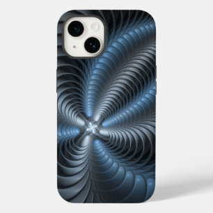 Coque Case-Mate iPhone Plastique bleu gris 3D Fractal Art moderne Abstrai