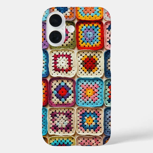 Coques Case-Mate iPhone Plat Carré Granny Crochetée Multicolore (Verso)