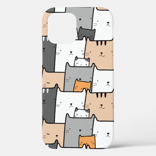 Coques Case-Mate iPhone Plat Fun Line Dessin Chats Kitten Animaux de compa (Verso)