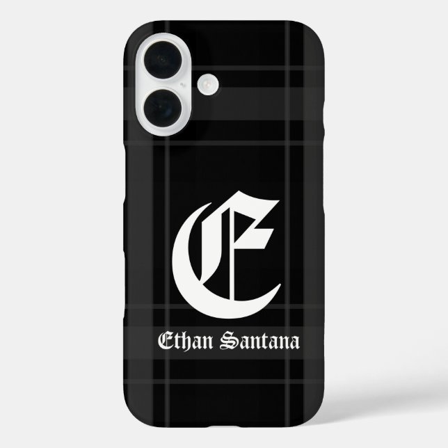Coques Case-Mate iPhone Plat noir monogramme personnalisé (Verso)