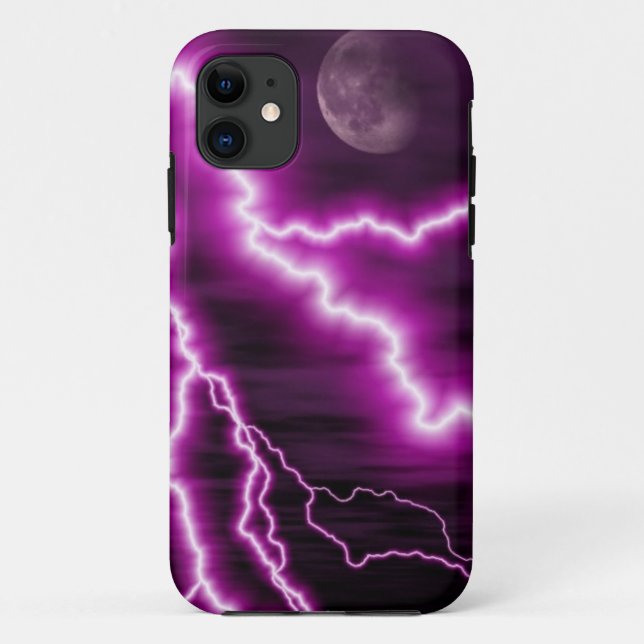 Coques Case-Mate iPhone Pleine lune et foudre pourpre (Dos)