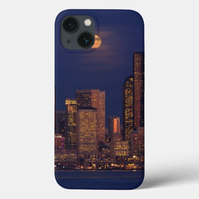 Coques Case-Mate iPhone Pleine lune se levant au-dessus de l'horizon du (Verso)