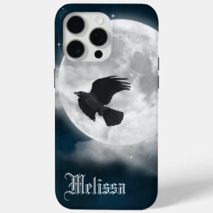 Coque Case-Mate iPhone Pleine lune sur daim bleu avec corbeau