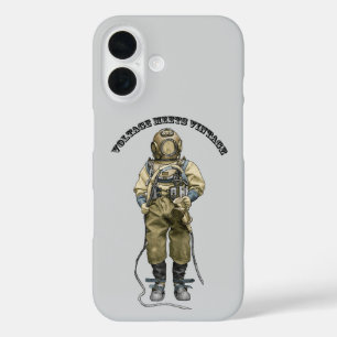 Coque Pour iPhone 16 Plongeur vintage avec casque de plongée et lampe d