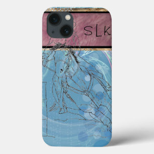 Coques Pour iPhone Pluie Bleue Monogram Barrel Racer
