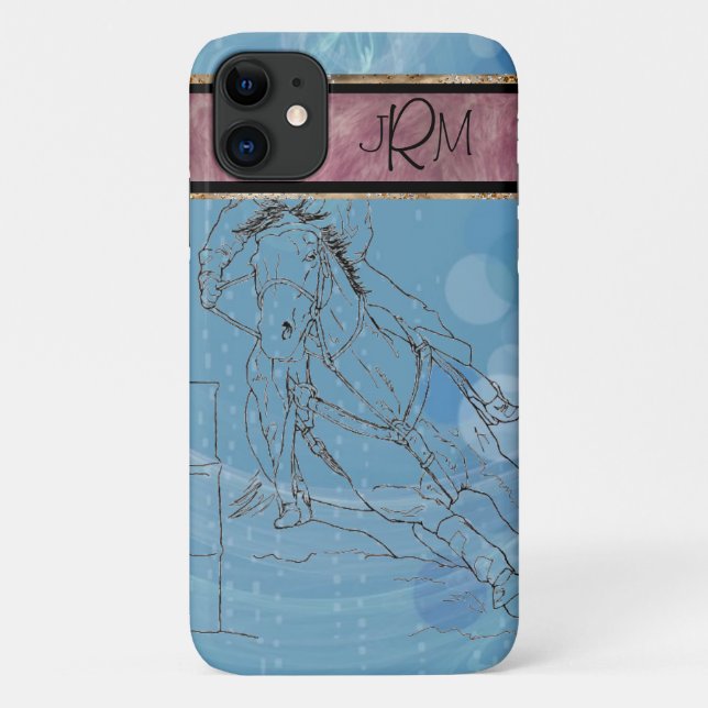 Coques Case-Mate iPhone Pluie Bleue Monogram Barrel Racer (Dos)