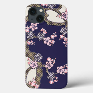 iPhone 13 Coque Plum fleur traditionnel japonais textile