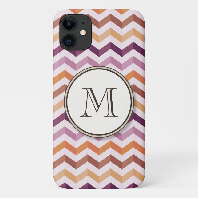 Coques Case-Mate iPhone Plum rose bonbon Chevron rayures et Monogramme ron (Dos)