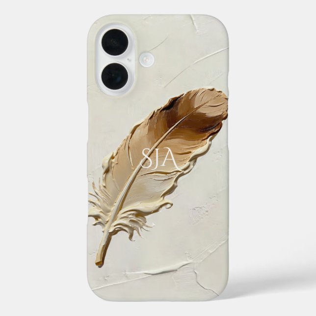Coques Case-Mate iPhone Plume 3D Impasto Neutre Chaud Personnalisé (Verso)