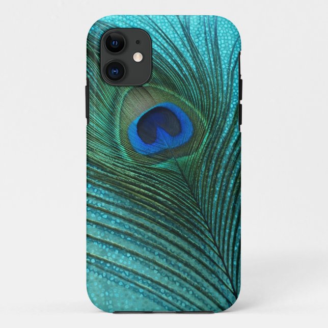 Coques Case-Mate iPhone Plume bleue de paon d'Aqua métallique (Dos)