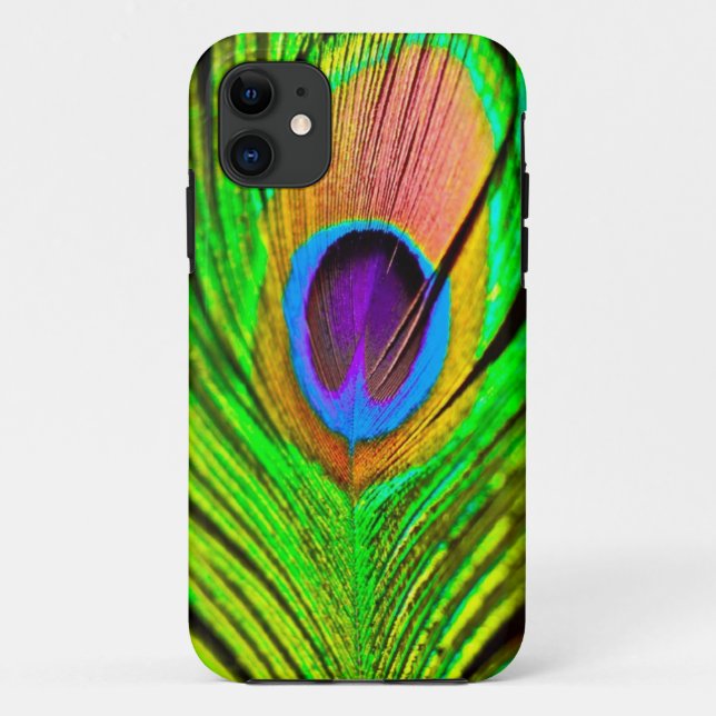 Coques Case-Mate iPhone Plume de paon aux couleurs néon (Dos)