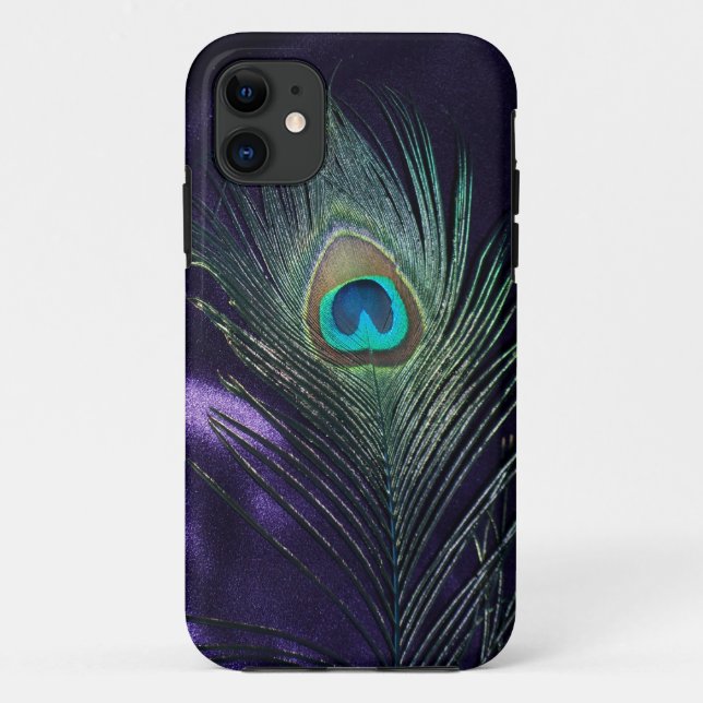 Coques Case-Mate iPhone Plume pourpre impressionnante de paon (Dos)