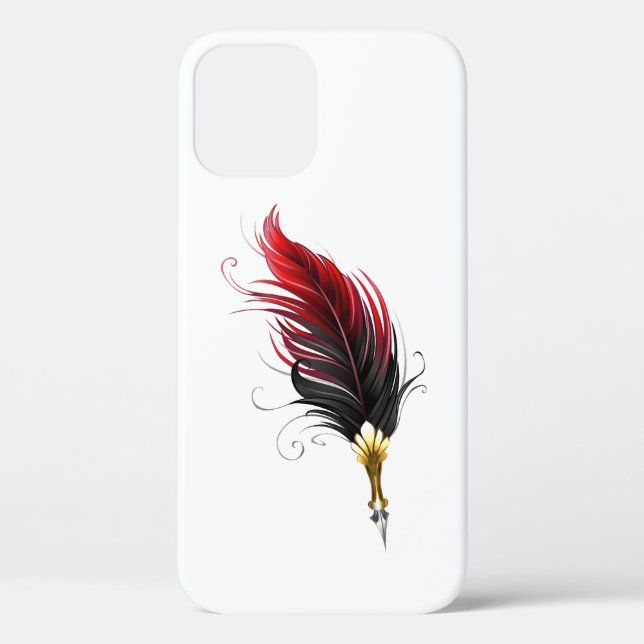 Coques Case-Mate iPhone Plume rouge avec pointe en or (Verso)
