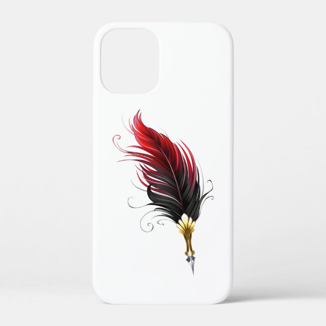 Coques Case-Mate iPhone Plume rouge avec pointe en or (Verso)