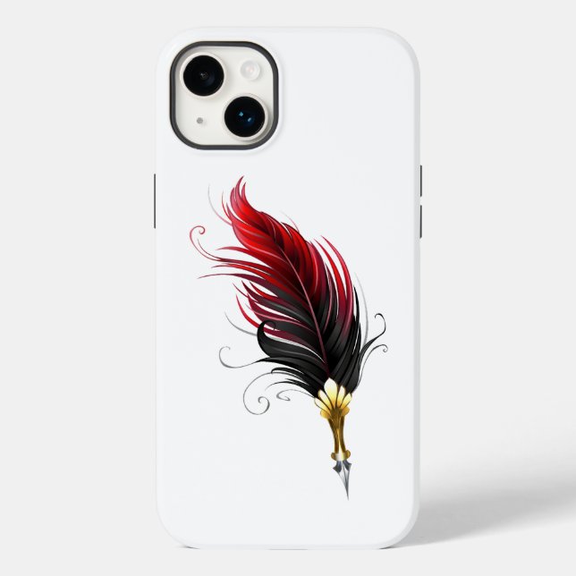 Coques Case-Mate iPhone Plume rouge avec pointe en or (Verso)