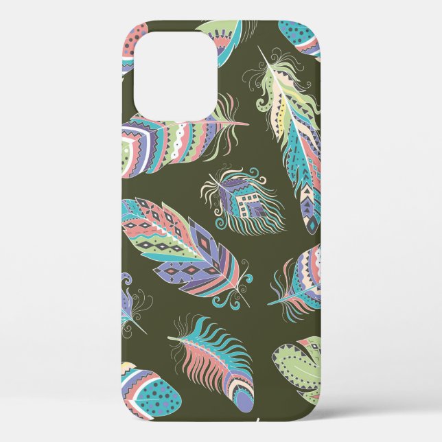 Coques Case-Mate iPhone Plumes Boho Motif sans couture. Retour ethnique tr (Verso)