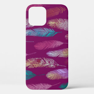 Case-Mate iPhone Case Plumes colorées : motif arrière - plan violet.