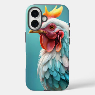 Coque Pour iPhone 16 "Plumes de couleur : le poulet arc-en-ciel"
