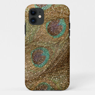 Coque Case-Mate iPhone Plumes de paon parties scintillant or