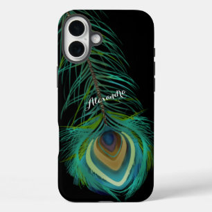 Coque Pour iPhone 16 Plus Plumes de paon personnalisées
