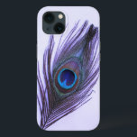 iPhone 13 Coque Plumes de paon violet sur violet<br><div class="desc">Une plume de paon aux teintes violettes qui ressort sur un arrière - plan violet transparent.</div>
