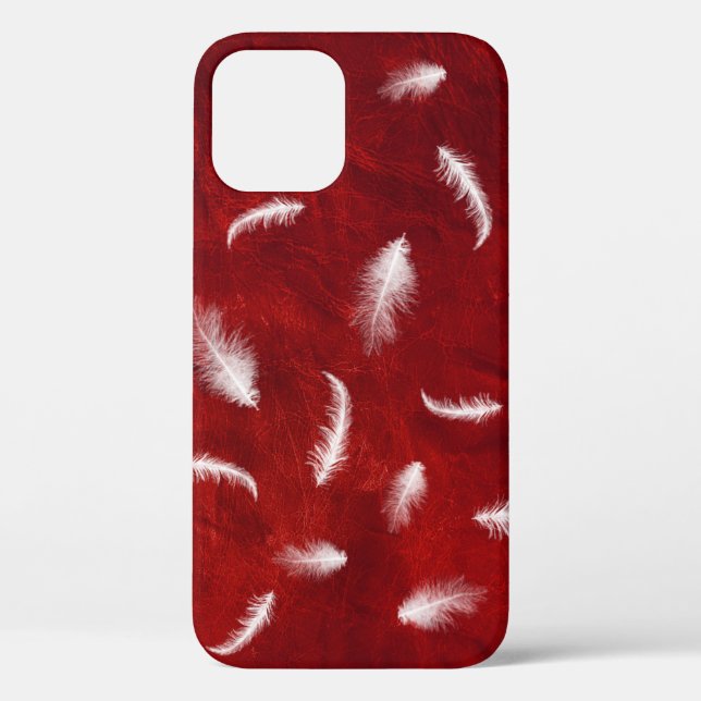 Coques Case-Mate iPhone Plumes en cuir rouge (Verso)