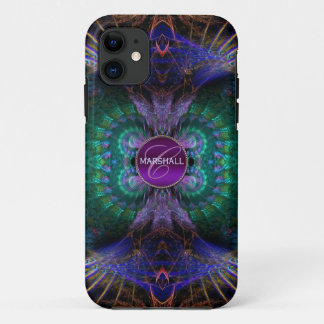 Coque Case-Mate iPhone Plumes fractales Monogramme Nom personnalisé