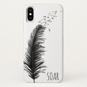 Case-Mate iPhone Case plumes noires avec oiseaux