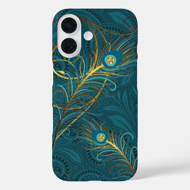 Coques Case-Mate iPhone Plumes Peacock turquoises avec Paisley (Verso)