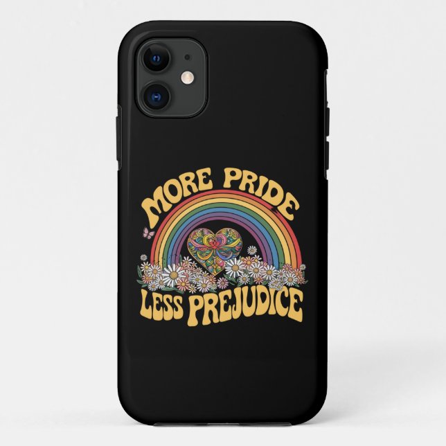 Coques Case-Mate iPhone Plus de fierté Moins de préjugé Retro Rainbow Prid (Dos)