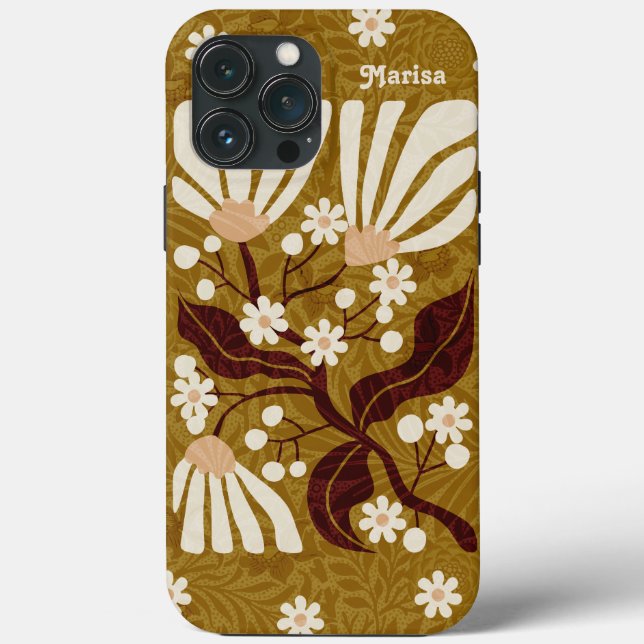 Coques Case-Mate iPhone Plutôt Rétro Golden Floral Funky (Verso)