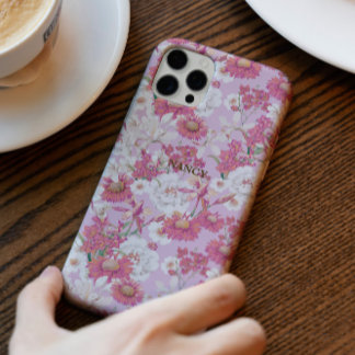 Coque iPhone 16 Pro Plutôt Vintage Botanique Floral Purple Rose Person