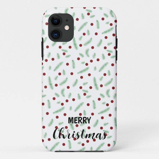 Coques Case-Mate iPhone Pneuka mignonne point sapin de Noël Rouge Vert mot (Dos)