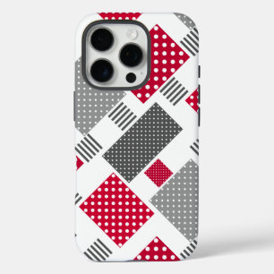Coque iPhone 16 Pro Pneuka rouge gris patchwork sur arrière - plan bla