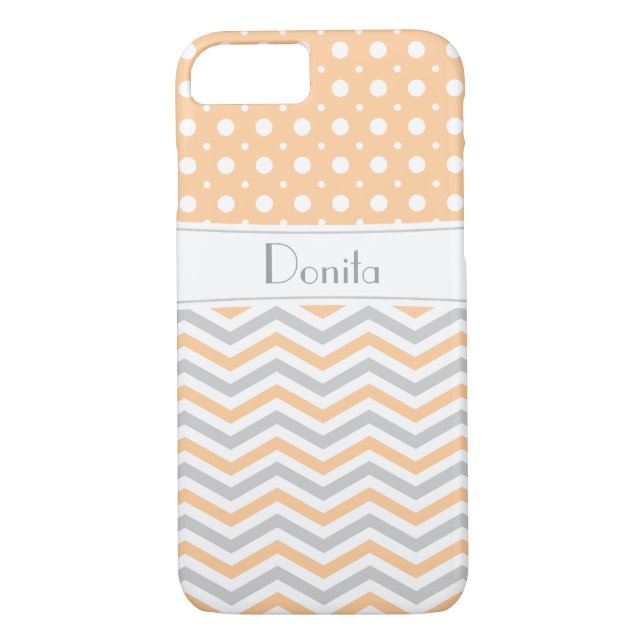 Coques Case-Mate iPhone Poche moderne, gris, chevron blanc & poka point (Dos)