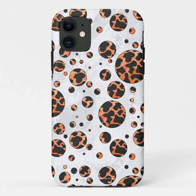 Coques Case-Mate iPhone Poche noire et orange Polka Imprimer (Dos)