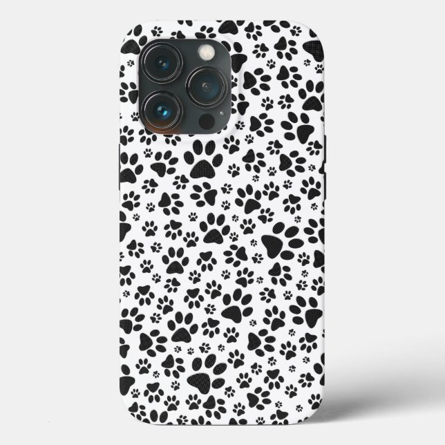 Coques Case-Mate iPhone Poches de chien noir et blanc Poka Dot (Verso)