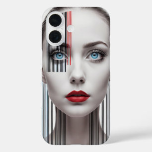Coque Pour iPhone 16 Pochette moderne fille code-barres