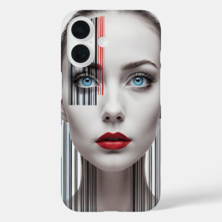 Coque Pour iPhone 16 Pochette moderne fille code-barres