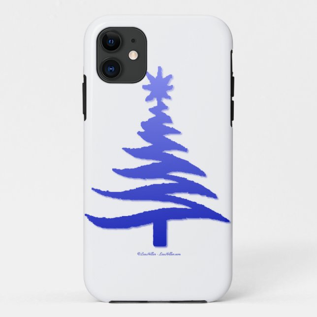Coques Case-Mate iPhone Pochoir d'arbre de Noël Bleu Cobalt (Dos)