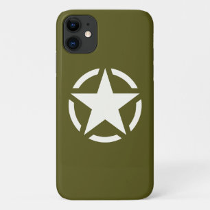 Coque Case-Mate iPhone Pochoir Étoile Classique sur Vert Kaki
