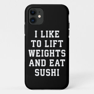 Coque iPhone 11 Poids de levage et de manger du sushi - Carbes amu